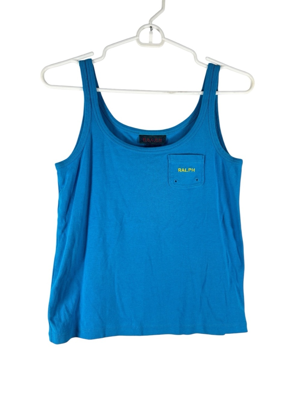 Ralph Lauren Y2K Ribbed “Ralph” embroidered mini Pocket Tank Top Medium